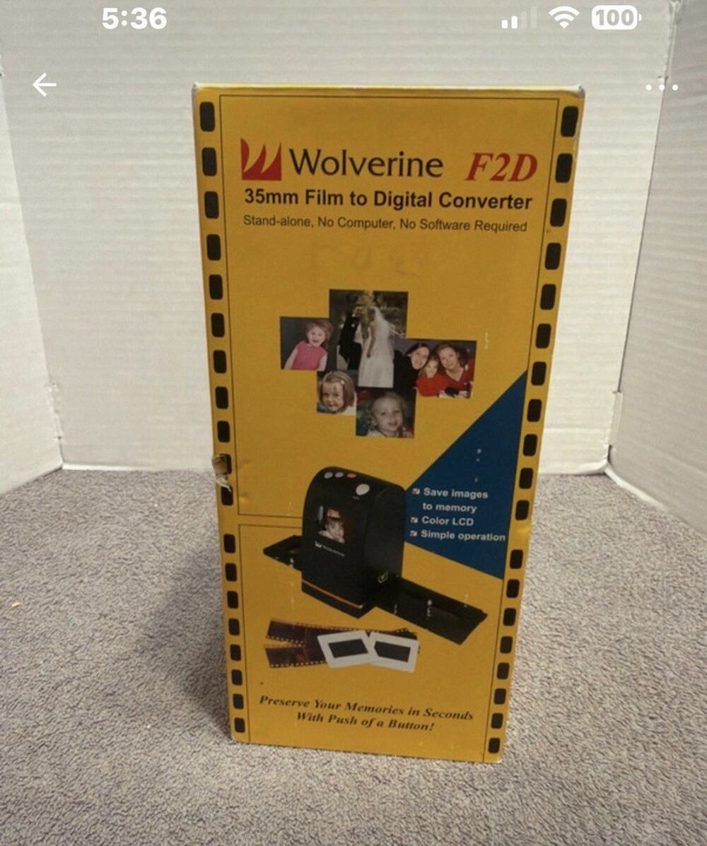 Wolverine F2D Film to Digital Converter USB LCD Display AA Battery Yellow